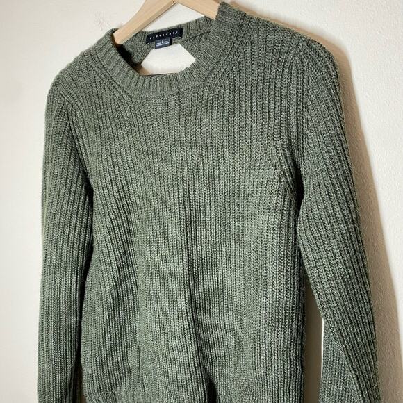 Sanctuary Open Back Ribbed Green Pullover Sweater Size Small - Picture 3 of 12